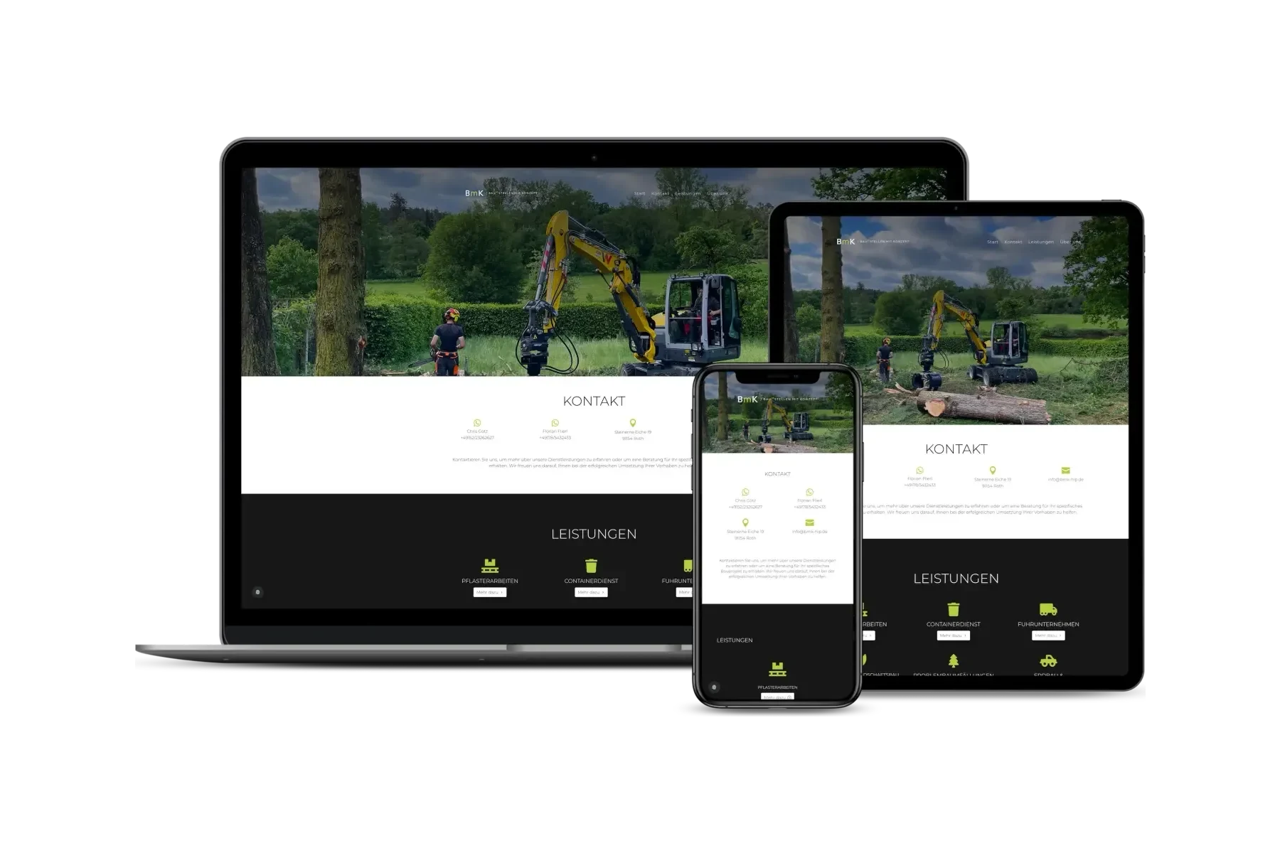 Website von BmK Baustellen mit Konzept in Roth
