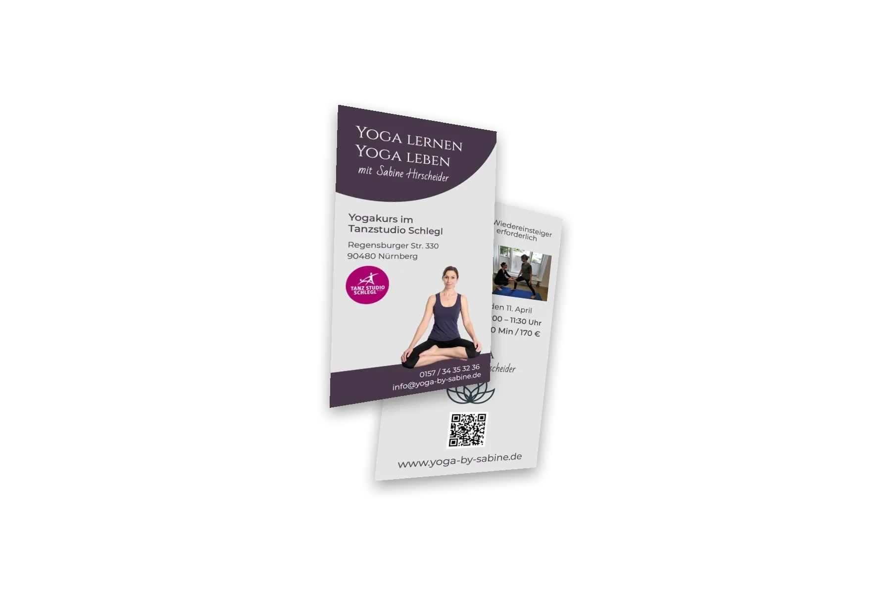 Flyer von Yoga mit Sabine, Vorder- und Rückseite