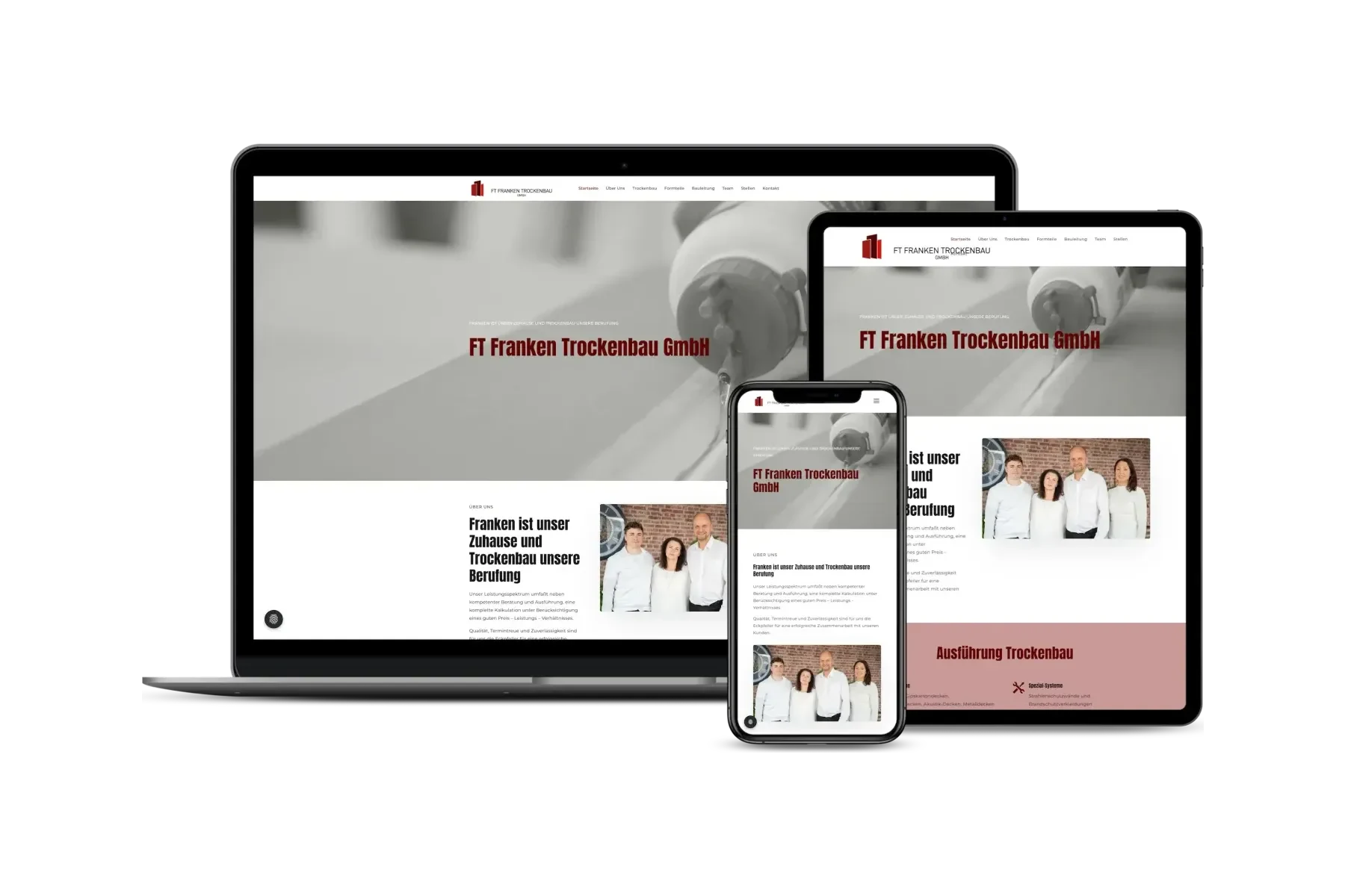 Website der FT Franken Trockenbau GmbH