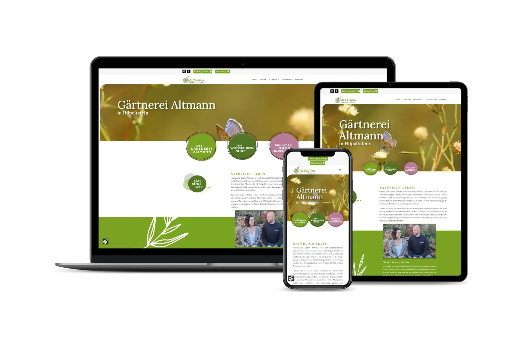 Website der Gärtnerei Altmann in Hilpoltstein