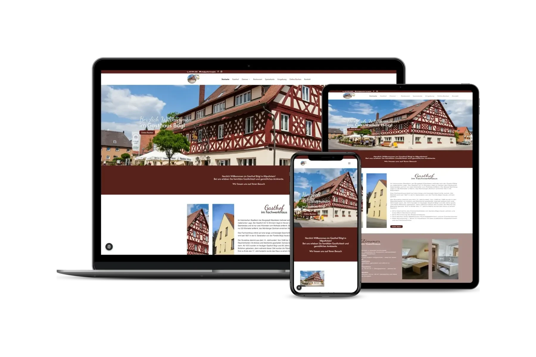 Website des Gasthauses Bögl in Hilpoltstein