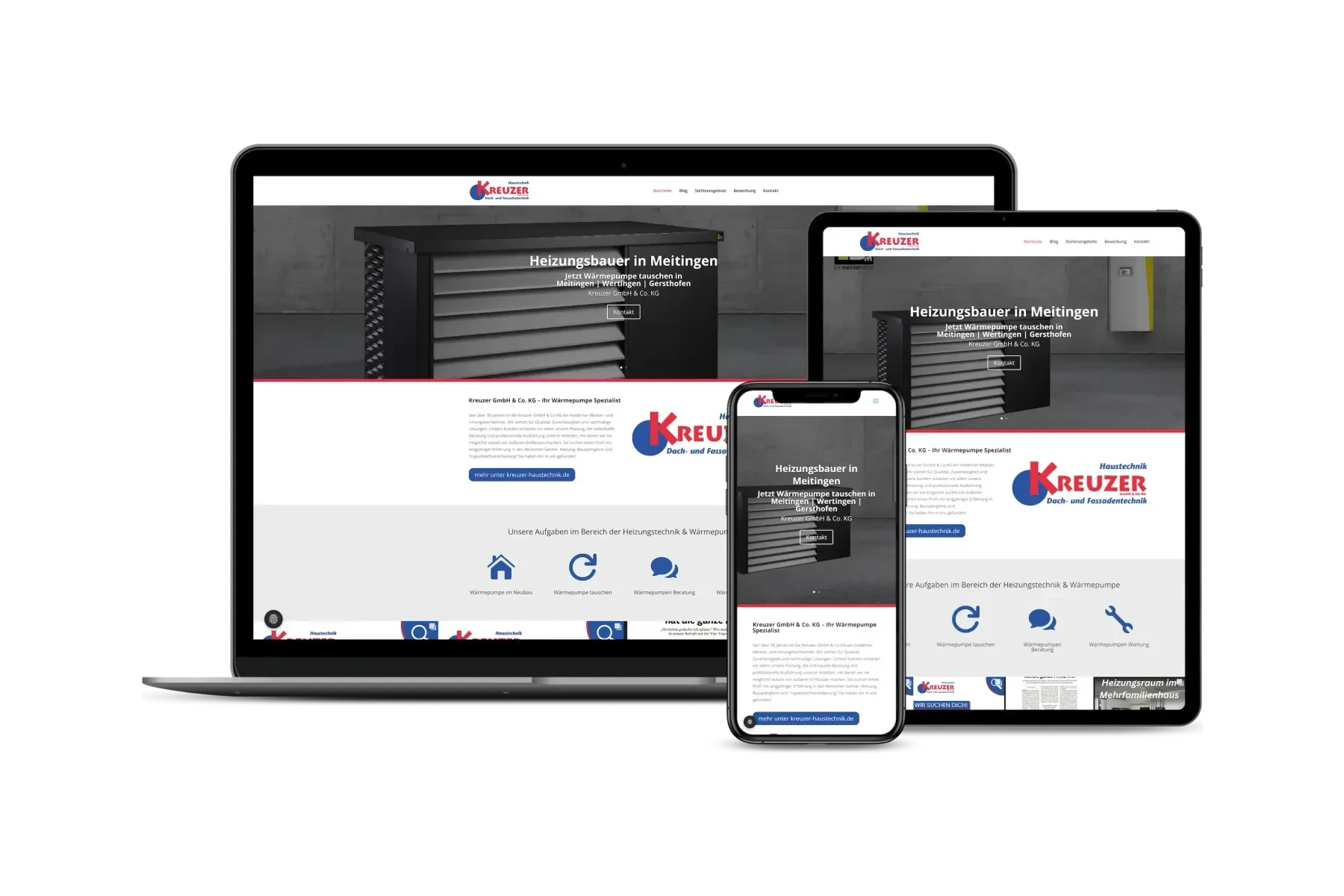 Website der Kreuzer Haustechnik in Meitingen