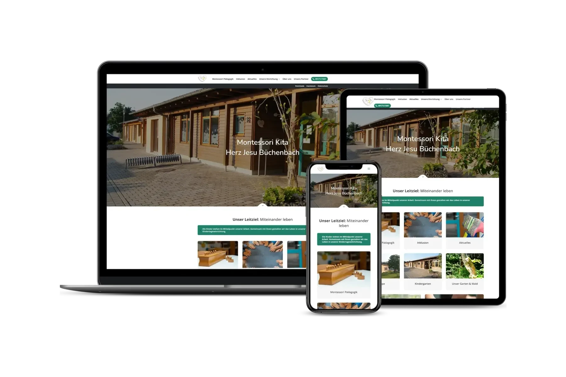 Website des integrativen Montessori-Kindergartens Herz Jesu