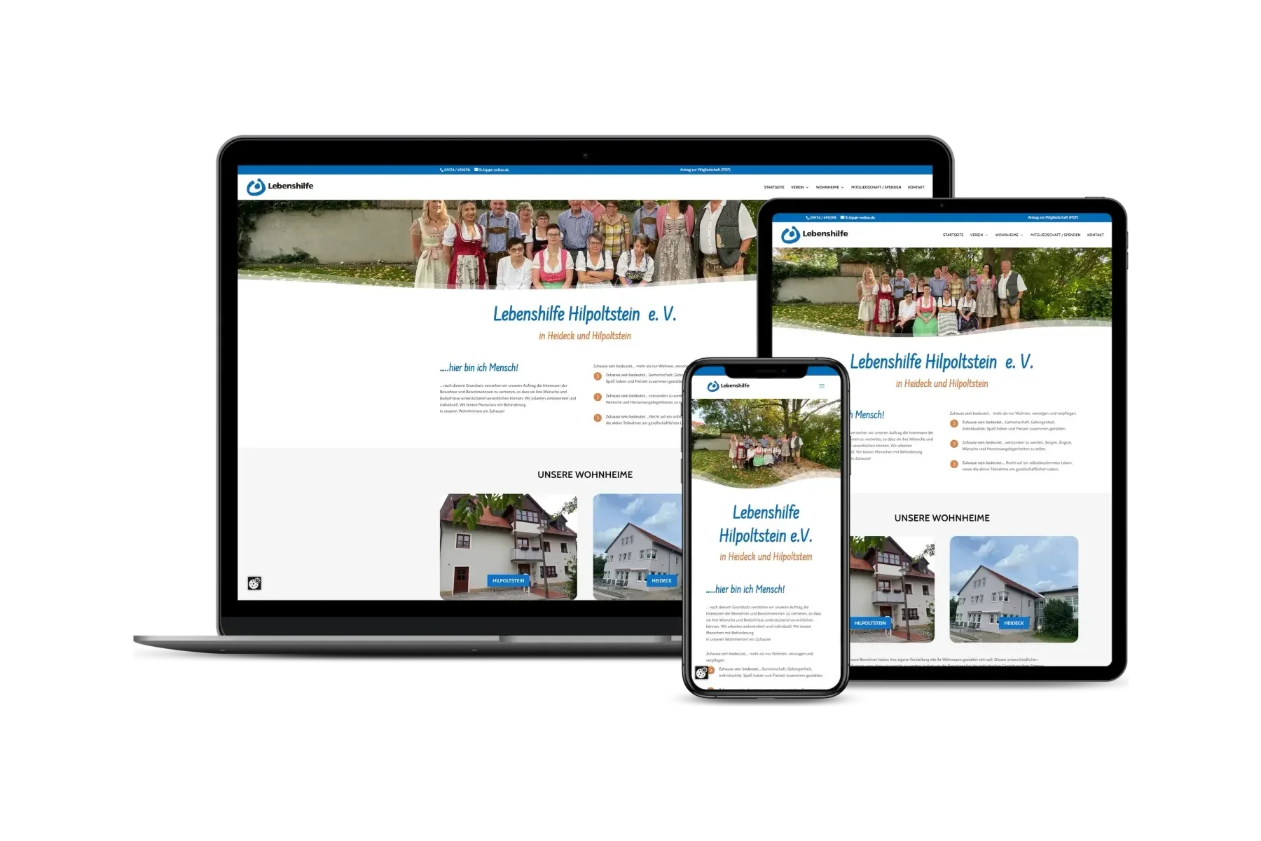 Website der Lebenshilfe Hilpoltstein mit ihren Wohnheimen in Hilpoltstein und Heideck