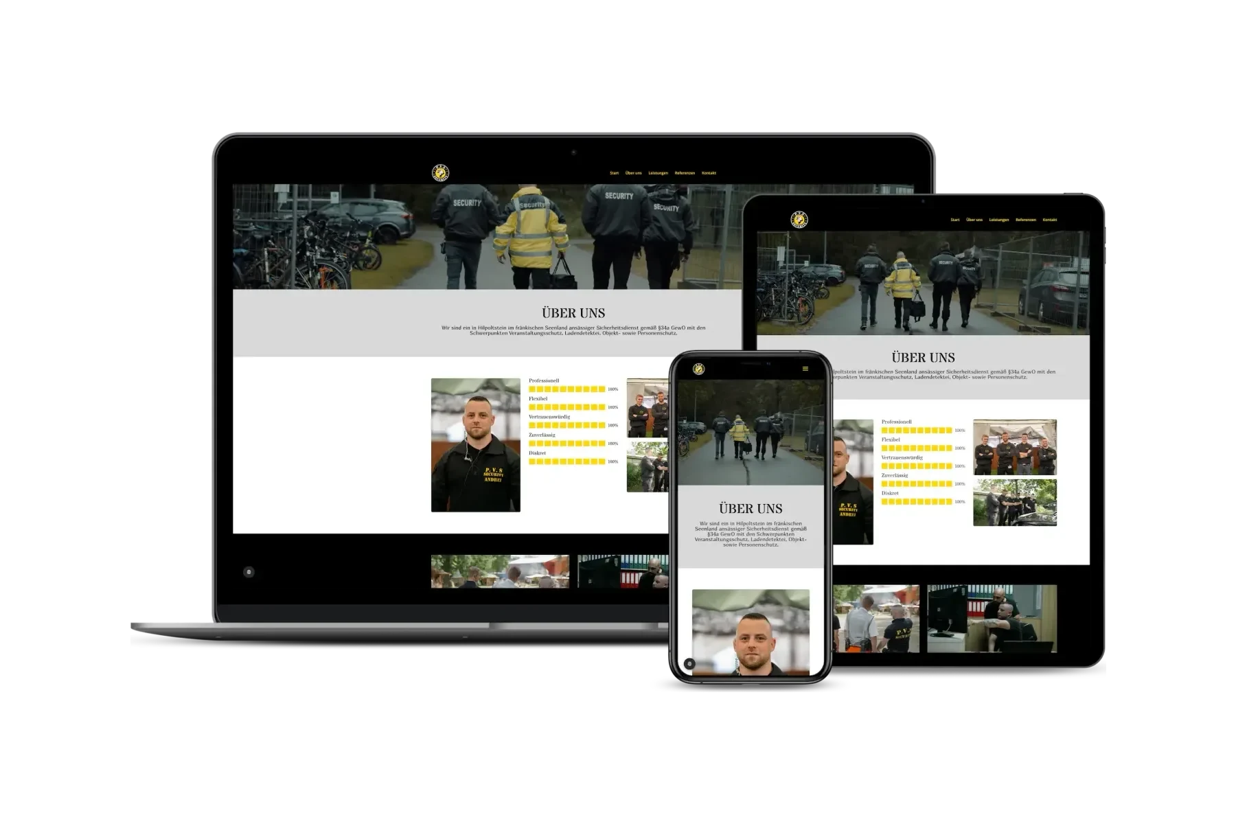 Website des Sicherheitsdienstes PVS Security Andrei