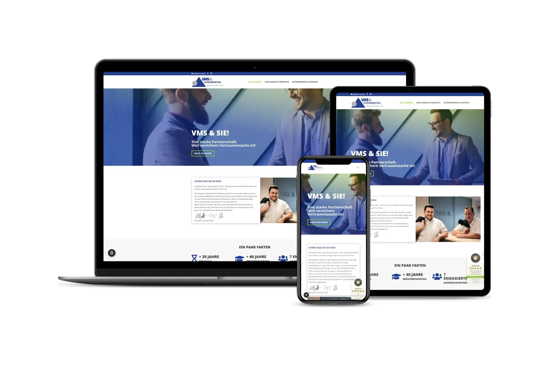 Website von VMS und Scheuernstuhl, Versicherungsmakler